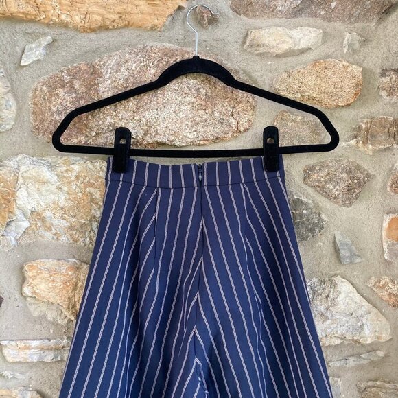 Nicholas Wide Leg High Waist Harper Culottes MSRP $395 Navy Pinstripe - Picture 8 of 12